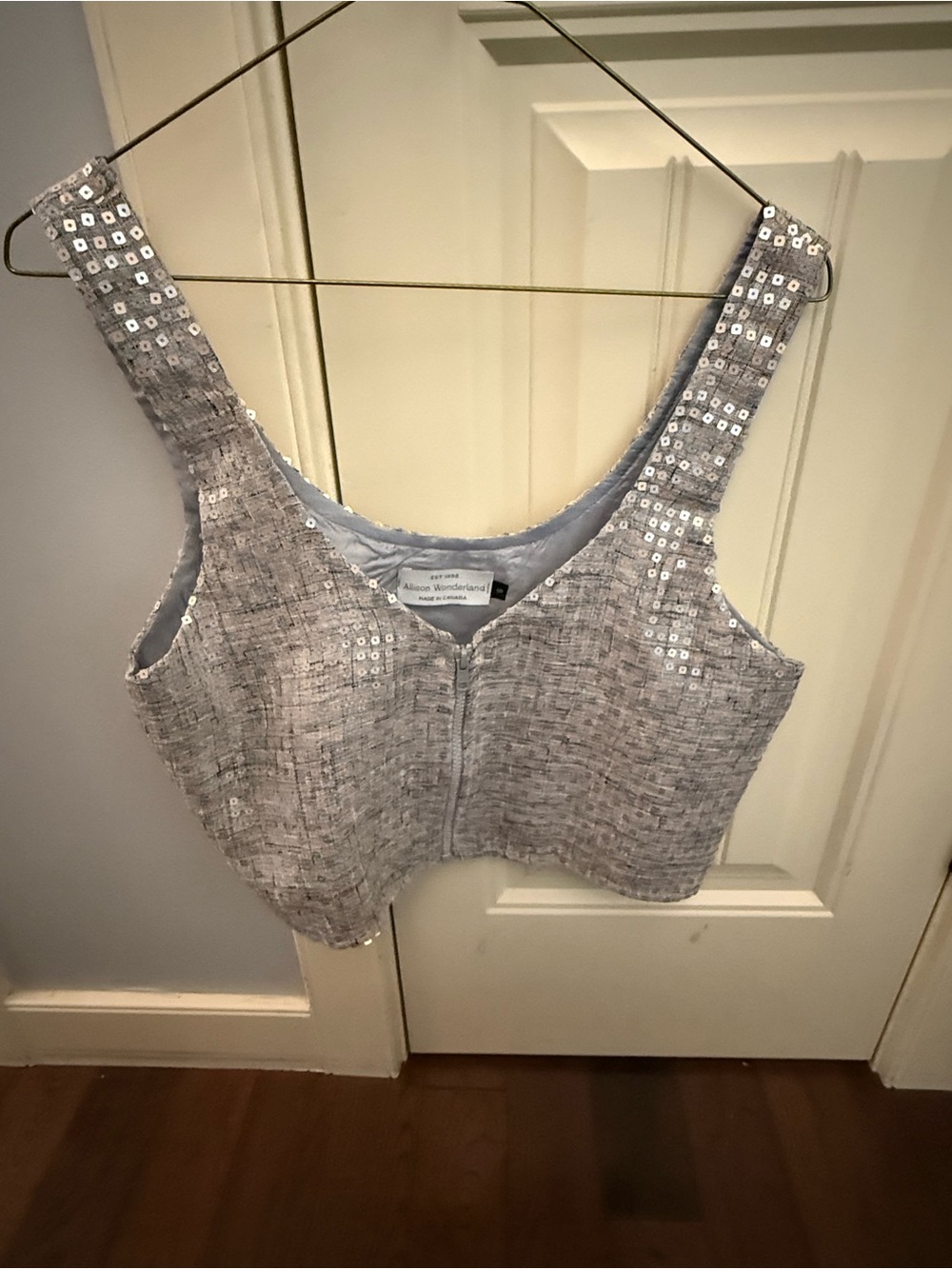 Allison Wonderland Fia Silver Sequinned Crop Tank